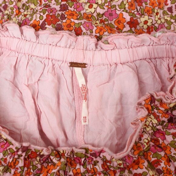 Free People Ellia Printed Shorts Floral Smocked Ruffle Pull-On Lace XS 281939 - Picture 9 of 9